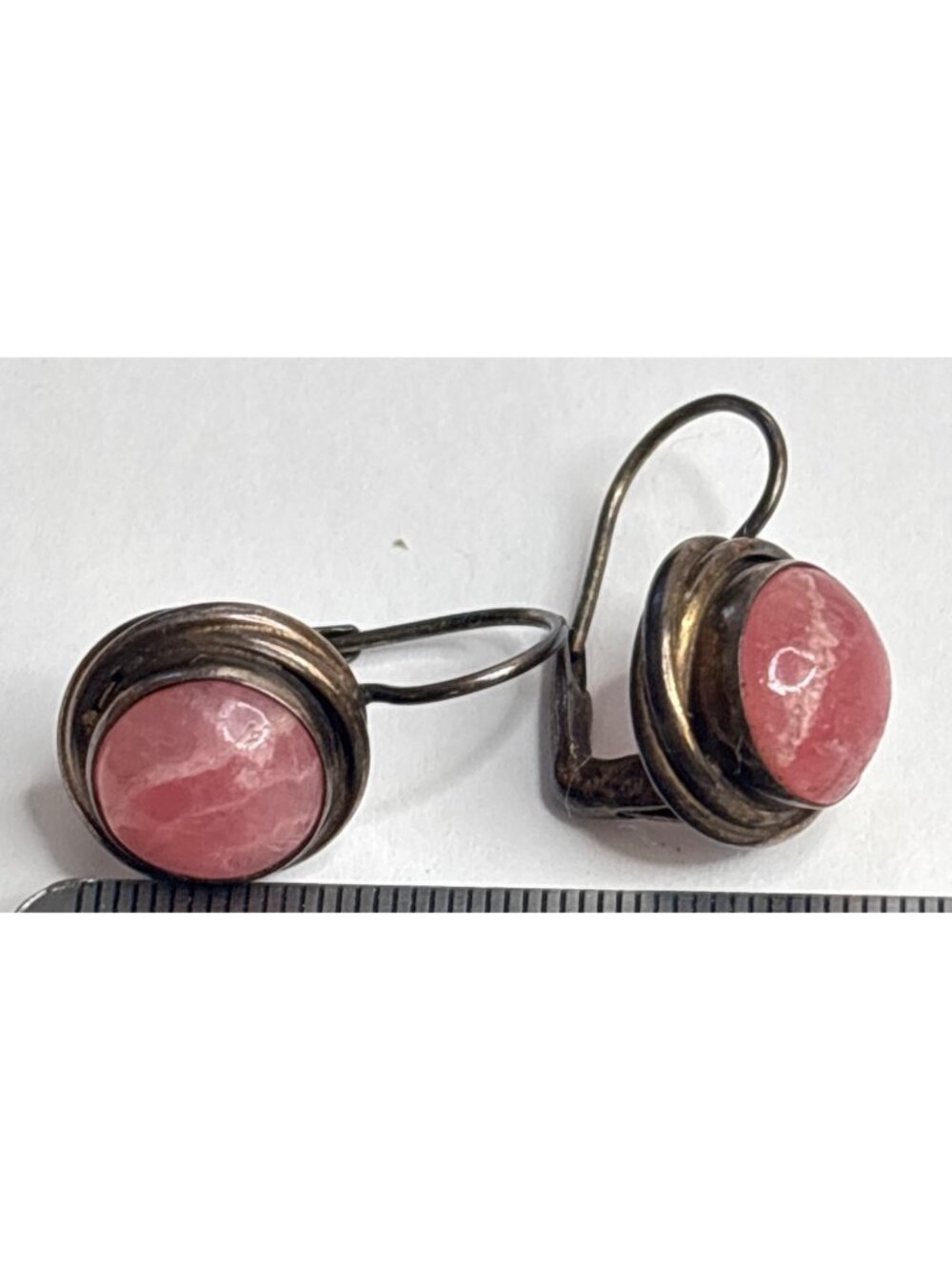 Vintage Pink Quartz Sterling Earrings Leverback 925